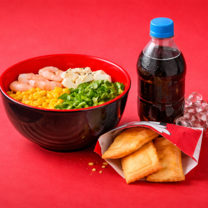 Combo Bowl · Gohan + empanaditas + bebida