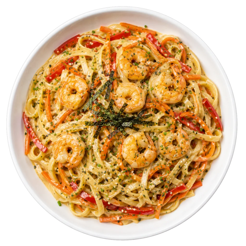 Pasta Oriental con Camarones