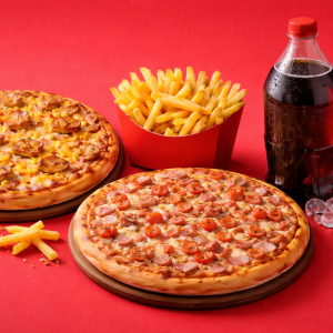Combo Family XL · 2 pizzas familiares + papas + bebida